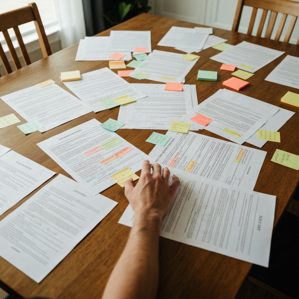 Do Sellers Always Pick the Highest Offer in Ocala Florida? Overhead view of multiple real estate offer documents spread across a dining table as a seller considers which is better than the highest offer in Ocala, Florida.