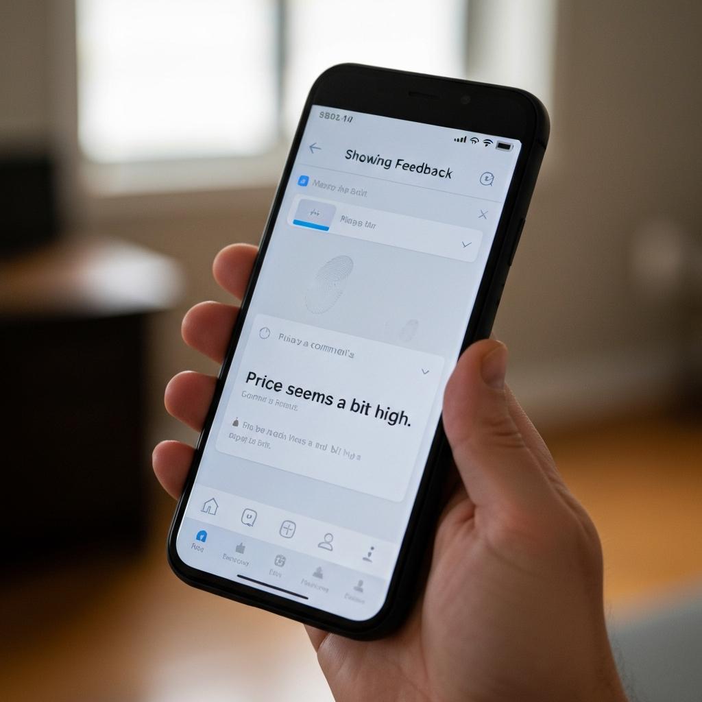 How Many Showings Is a Good Sign Before Selling Your Ocala Home? A seller's hand holds a smartphone showing real estate feedback about a high price, a good sign it's time to adjust their selling strategy in Ocala, FL.