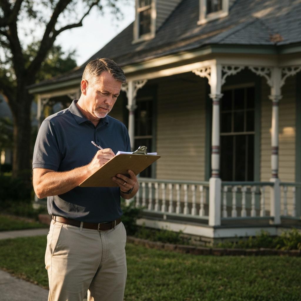 How Often Do Appraisals Come in Low in Ocala? Professional home appraiser diligently inspecting a unique historic house in Ocala, Florida to determine its value and avoid a low home appraisal.