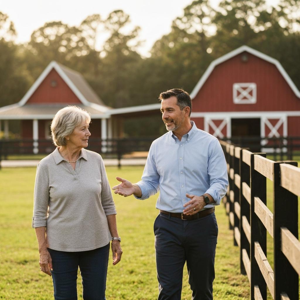 Zestimate Accuracy in Ocala, Florida: What Homeowners Really Need to Know Expert Ocala real estate agent shows a homeowner unique property details that affect Zestimate accuracy on a sunny Florida equestrian estate.